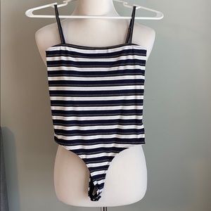 Privacy Please Striped Bodysuit Size S